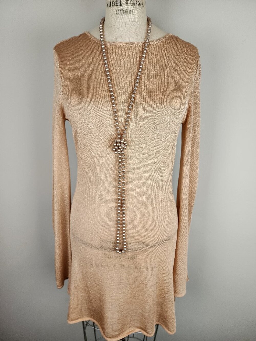 LSPACE Waloma Shimmery Champagne Long Sleeve Tunic Ladies size Small